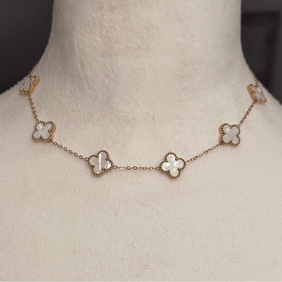 Luxury Brands Jewelry - Dainty White Clover Necklace